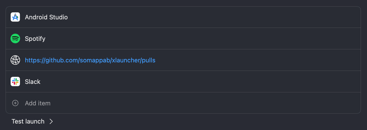 SomLauncher apps list screenshot