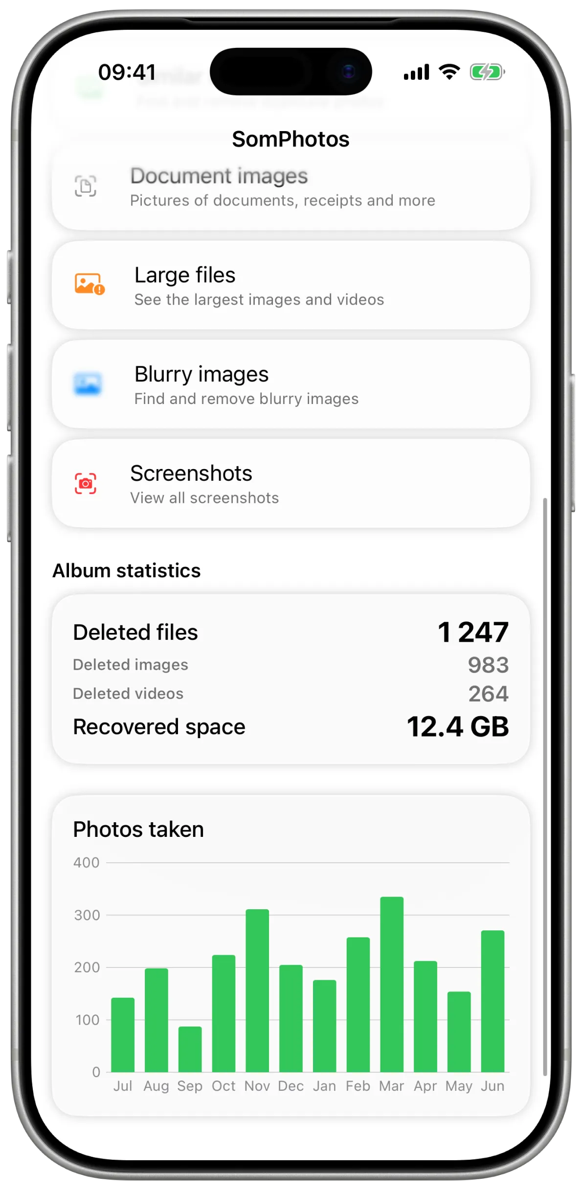 SomPhotos feature list screenshot